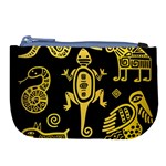 Mexican Culture Golden Tribal Icons Large Coin Purse Front