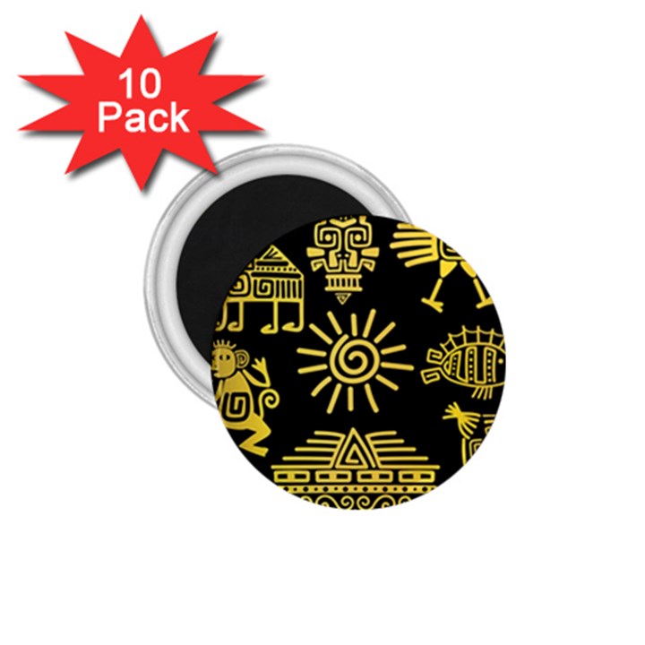 Maya Style Gold Linear Totem Icons 1.75  Magnets (10 pack) 