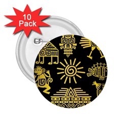 Maya Style Gold Linear Totem Icons 2 25  Buttons (10 Pack)  by Vaneshart