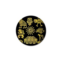 Maya Style Gold Linear Totem Icons Golf Ball Marker (4 Pack) by Vaneshart