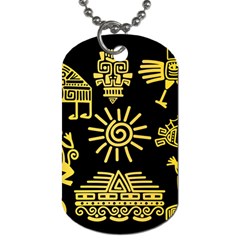 Maya Style Gold Linear Totem Icons Dog Tag (two Sides) by Vaneshart