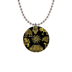 Maya Style Gold Linear Totem Icons 1  Button Necklace by Vaneshart