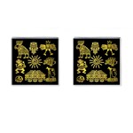 Maya Style Gold Linear Totem Icons Cufflinks (Square) Front(Pair)