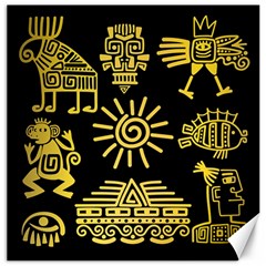 Maya Style Gold Linear Totem Icons Canvas 16  X 16  by Vaneshart