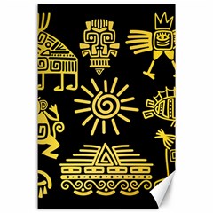 Maya Style Gold Linear Totem Icons Canvas 24  X 36  by Vaneshart