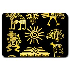 Maya Style Gold Linear Totem Icons Large Doormat  by Vaneshart