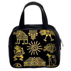 Maya Style Gold Linear Totem Icons Classic Handbag (two Sides) by Vaneshart