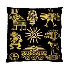 Maya Style Gold Linear Totem Icons Standard Cushion Case (one Side) by Vaneshart