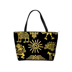 Maya Style Gold Linear Totem Icons Classic Shoulder Handbag by Vaneshart