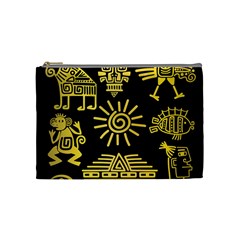 Maya Style Gold Linear Totem Icons Cosmetic Bag (medium) by Vaneshart