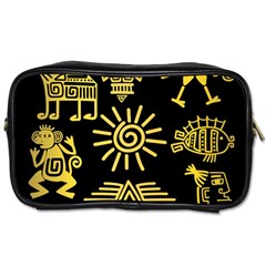 Maya Style Gold Linear Totem Icons Toiletries Bag (one Side) by Vaneshart