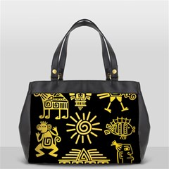 Maya Style Gold Linear Totem Icons Oversize Office Handbag (2 Sides) by Vaneshart