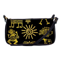 Maya Style Gold Linear Totem Icons Shoulder Clutch Bag by Vaneshart