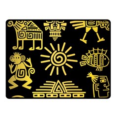 Maya Style Gold Linear Totem Icons Fleece Blanket (small) by Vaneshart