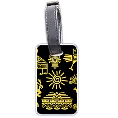 Maya Style Gold Linear Totem Icons Luggage Tag (one Side) by Vaneshart