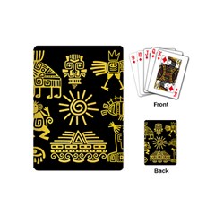 Maya Style Gold Linear Totem Icons Playing Cards Single Design (mini) by Vaneshart