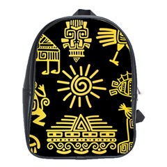 Maya Style Gold Linear Totem Icons School Bag (xl) by Vaneshart