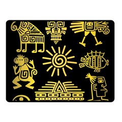 Maya Style Gold Linear Totem Icons Double Sided Fleece Blanket (small)  by Vaneshart