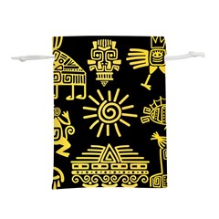 Maya Style Gold Linear Totem Icons Lightweight Drawstring Pouch (m) by Vaneshart