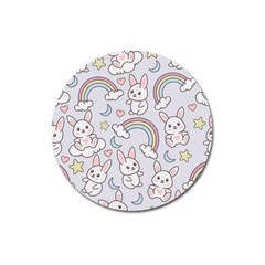 Seamless Pattern With Cute Rabbit Character Magnet 3  (round) by Vaneshart