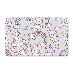 Seamless Pattern With Cute Rabbit Character Magnet (rectangular) by Vaneshart