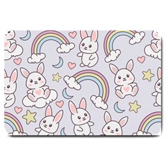 Seamless Pattern With Cute Rabbit Character Large Doormat  by Vaneshart