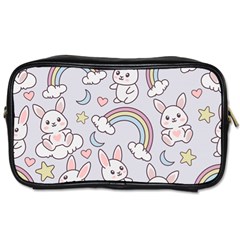 Seamless Pattern With Cute Rabbit Character Toiletries Bag (one Side) by Vaneshart