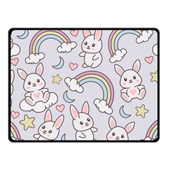 Seamless Pattern With Cute Rabbit Character Fleece Blanket (small) by Vaneshart