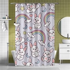 Seamless Pattern With Cute Rabbit Character Shower Curtain 48  X 72  (small)  by Vaneshart