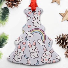 Seamless Pattern With Cute Rabbit Character Christmas Tree Ornament (two Sides) by Vaneshart