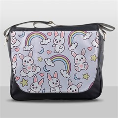 Seamless Pattern With Cute Rabbit Character Messenger Bag by Vaneshart