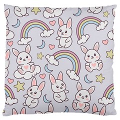 Seamless Pattern With Cute Rabbit Character Large Cushion Case (one Side) by Vaneshart