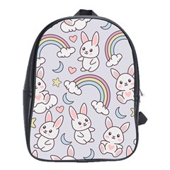 Seamless Pattern With Cute Rabbit Character School Bag (xl) by Vaneshart