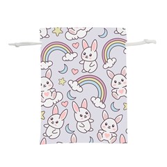 Seamless Pattern With Cute Rabbit Character Lightweight Drawstring Pouch (s) by Vaneshart