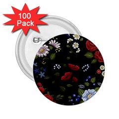 Floral Folk Fashion Ornamental Embroidery Pattern 2 25  Buttons (100 Pack)  by Vaneshart