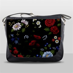 Floral Folk Fashion Ornamental Embroidery Pattern Messenger Bag by Vaneshart