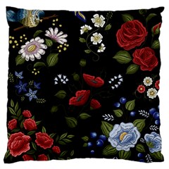 Floral Folk Fashion Ornamental Embroidery Pattern Large Cushion Case (one Side) by Vaneshart