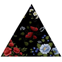 Floral Folk Fashion Ornamental Embroidery Pattern Wooden Puzzle Triangle by Vaneshart