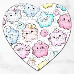 Cute Doodle Cartoon Seamless Pattern Jigsaw Puzzle (heart) by Vaneshart