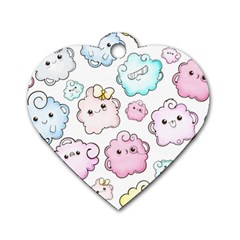 Cute Doodle Cartoon Seamless Pattern Dog Tag Heart (two Sides) by Vaneshart