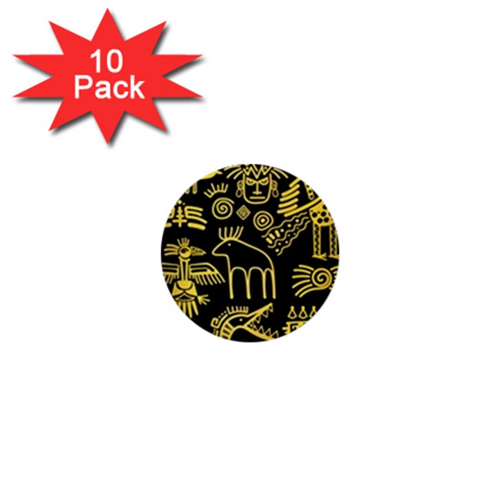 Golden Indian Traditional Signs Symbols 1  Mini Buttons (10 pack) 