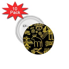 Golden Indian Traditional Signs Symbols 1 75  Buttons (10 Pack) by Vaneshart