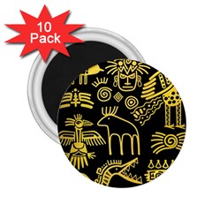 Golden Indian Traditional Signs Symbols 2 25  Magnets (10 Pack)  by Vaneshart