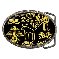 Golden Indian Traditional Signs Symbols Belt Buckles by Vaneshart