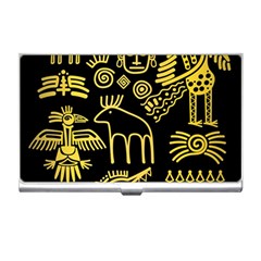 Golden Indian Traditional Signs Symbols Business Card Holder by Vaneshart