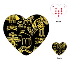 Golden Indian Traditional Signs Symbols Playing Cards Single Design (heart) by Vaneshart