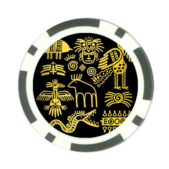 Golden Indian Traditional Signs Symbols Poker Chip Card Guard (10 pack)