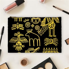 Golden Indian Traditional Signs Symbols Cosmetic Bag (large) by Vaneshart