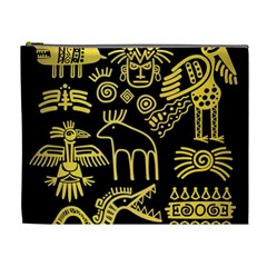 Golden Indian Traditional Signs Symbols Cosmetic Bag (xl)