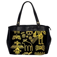 Golden Indian Traditional Signs Symbols Oversize Office Handbag (2 Sides) by Vaneshart